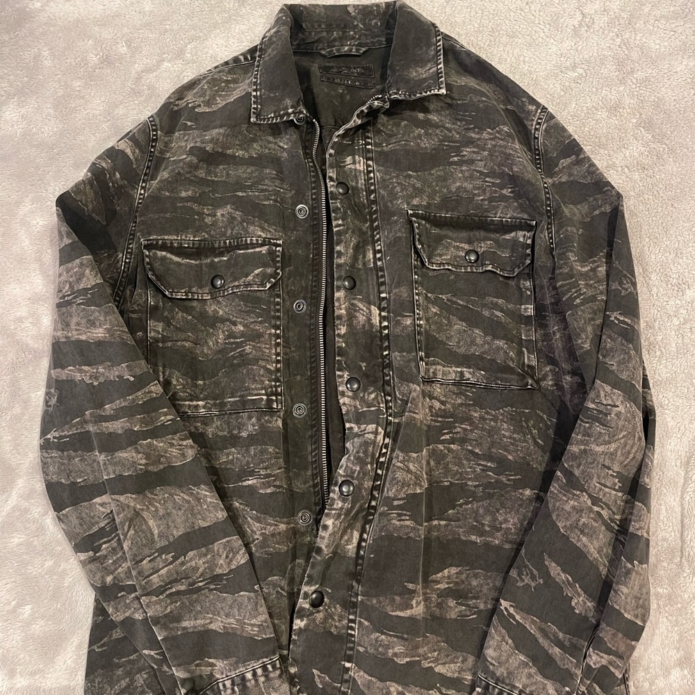 All saints button down black camo jacket